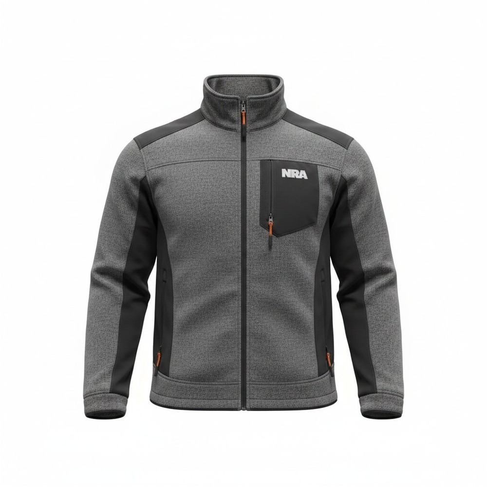 NRA Softshell Fleece Jacket Mens XL Gray Melange Full Zip Outdoor Gorpcore